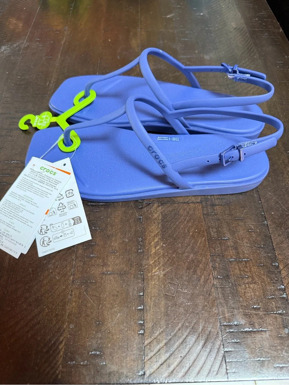 CROCS Lavender Blue Purple T-Strap Slingback Sandals
